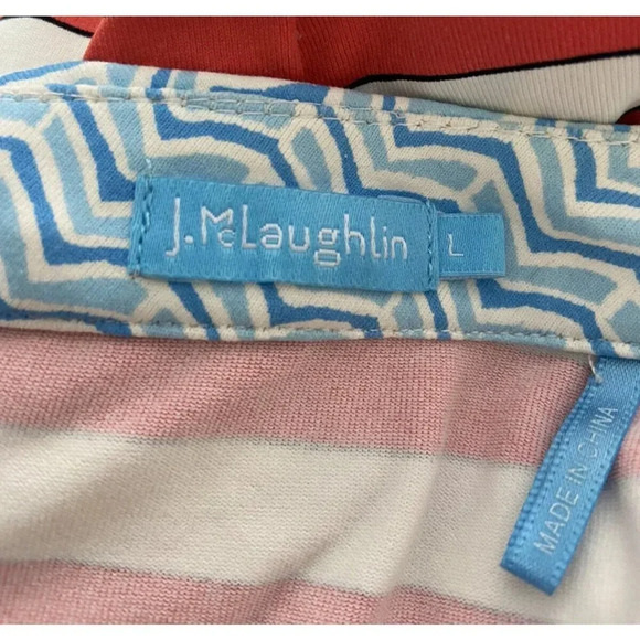 J.McLaughlin Maxi Dress Long Red Blue Cream Stripe Large L - Picture 4 of 6